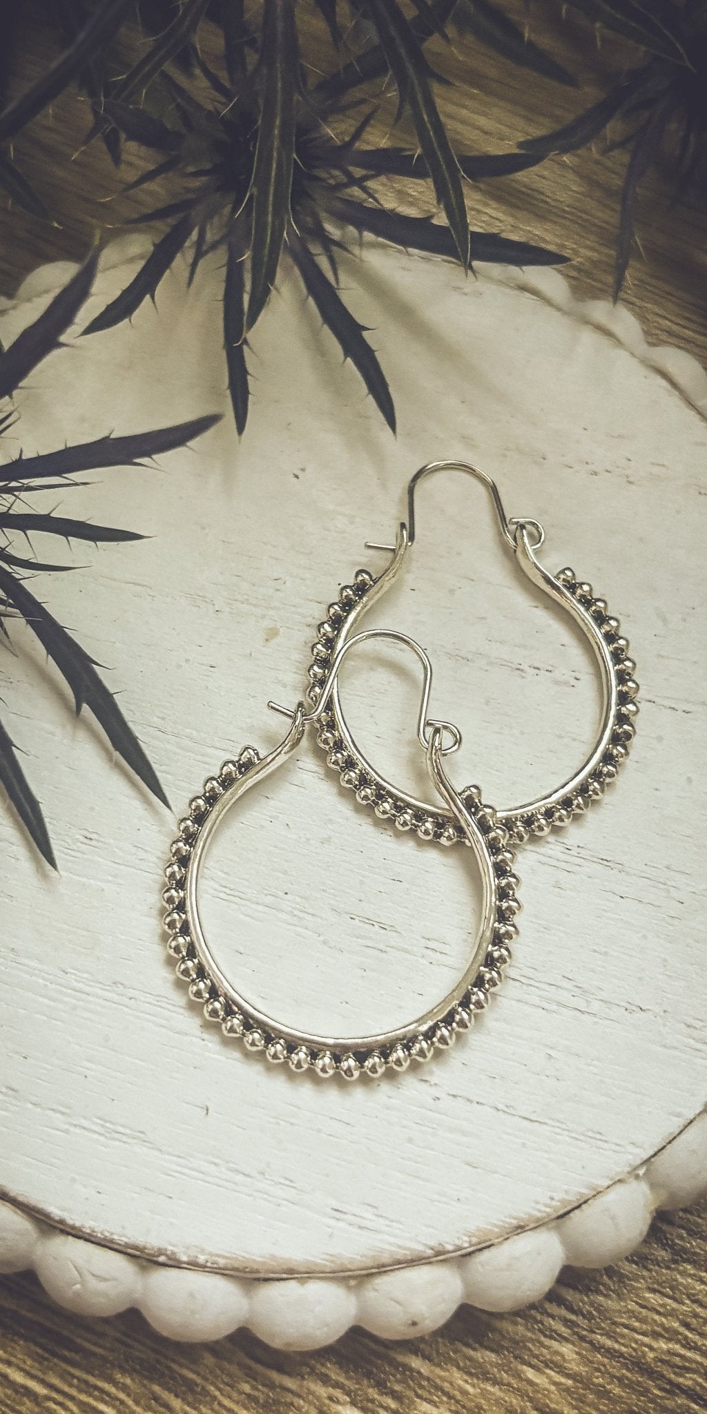Beautiful Boho Silver Hoop Drop Earrings - Quarter Circle AK Boutique