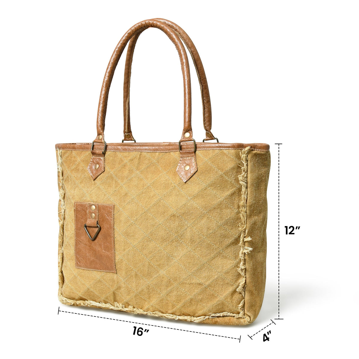 Beige Boho Chic Canvas Bag - Quarter Circle AK Boutique