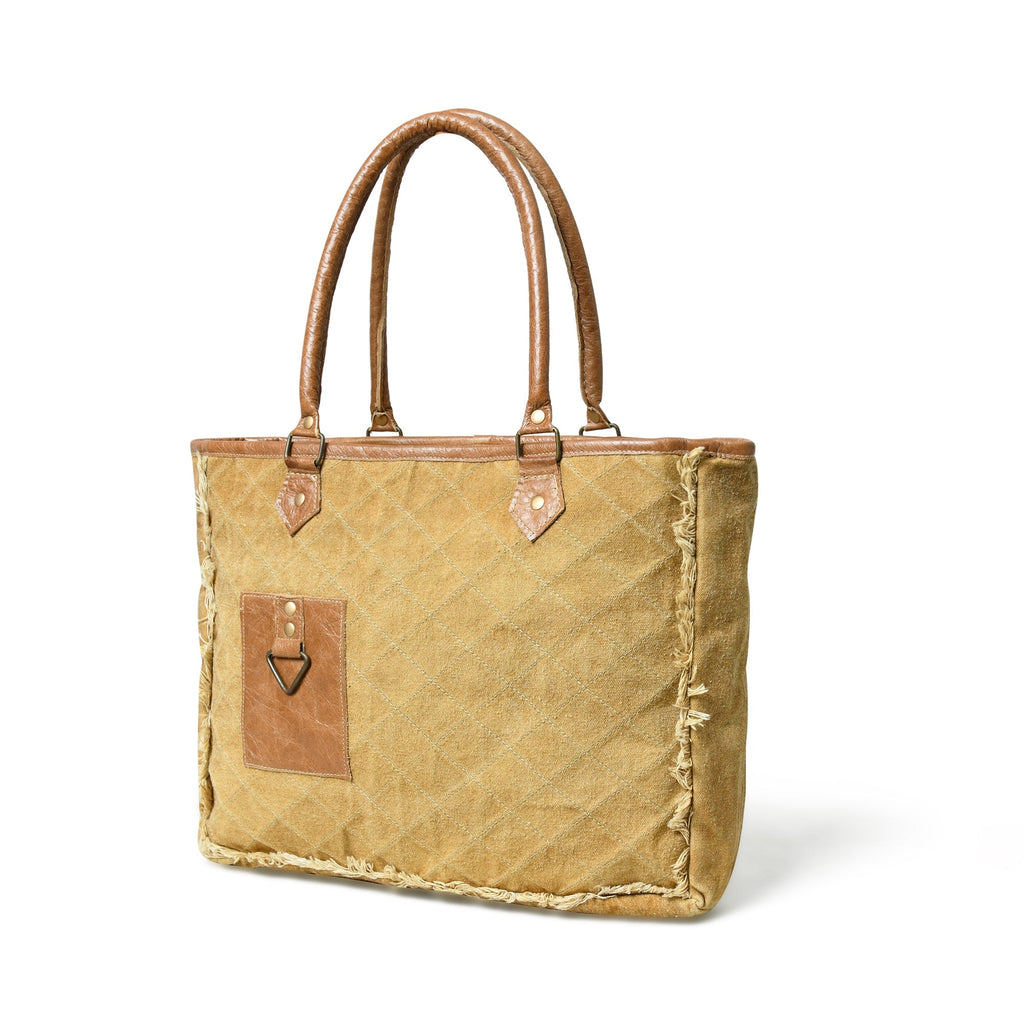 Beige Boho Chic Canvas Bag - Quarter Circle AK Boutique