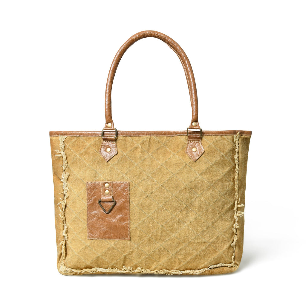Beige Boho Chic Canvas Bag - Quarter Circle AK Boutique