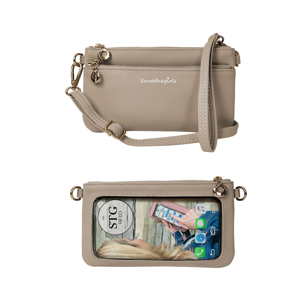 Bella RFID Touch Screen Purse - Quarter Circle AK Boutique