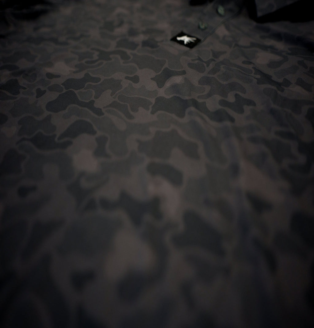 Black Marsh Duck Camo Golf Polo - Quarter Circle AK Boutique