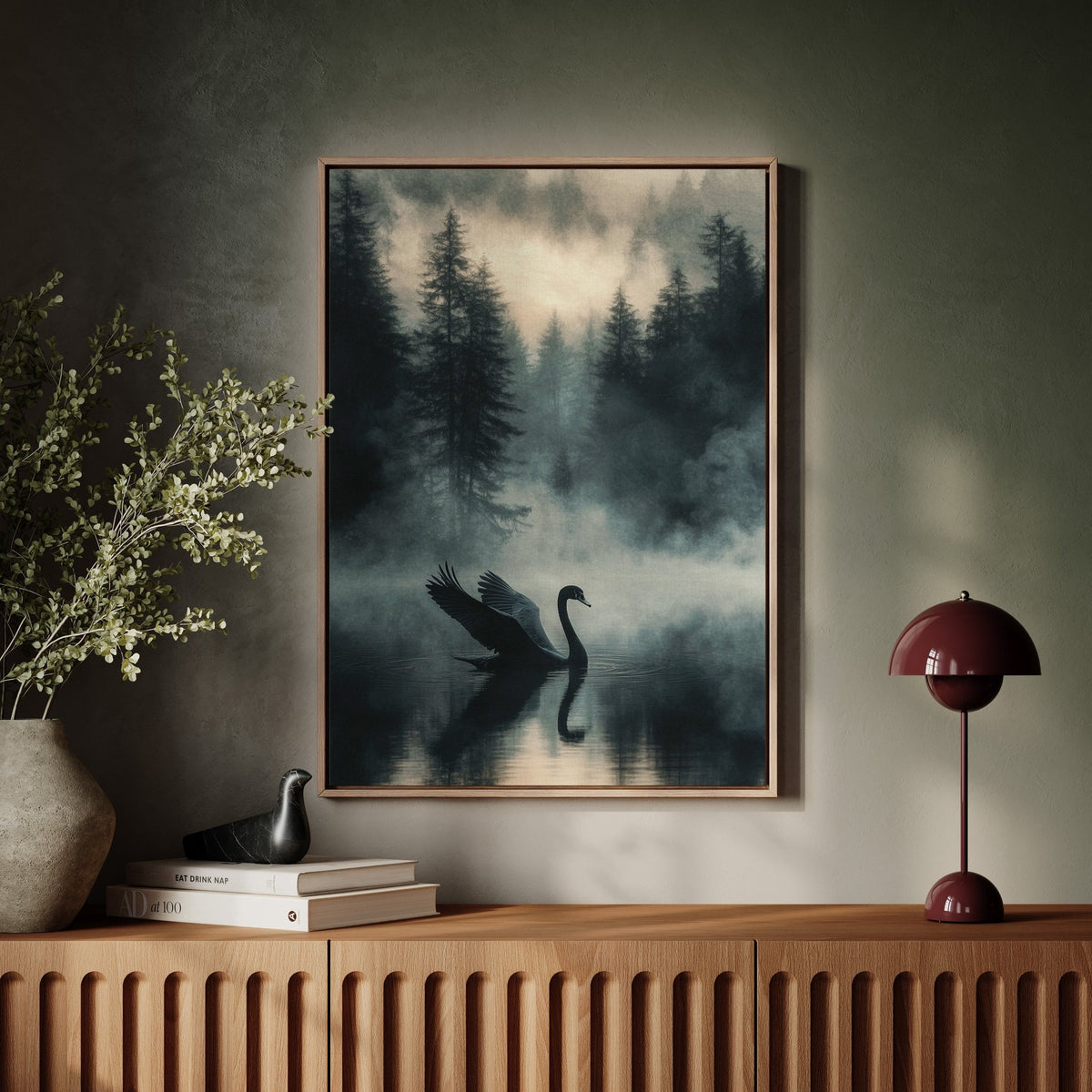 Black Swan in the Forest Mist - Quarter Circle AK Boutique