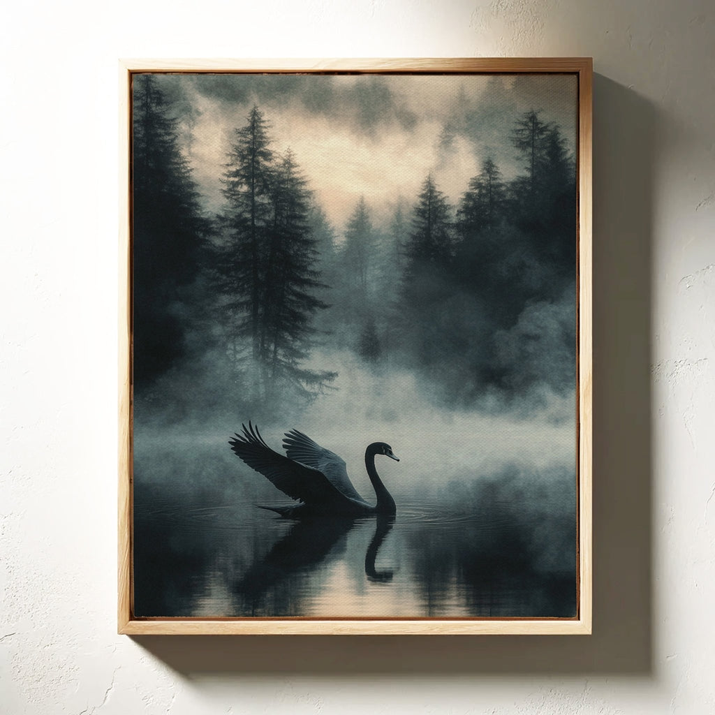 Black Swan in the Forest Mist - Quarter Circle AK Boutique