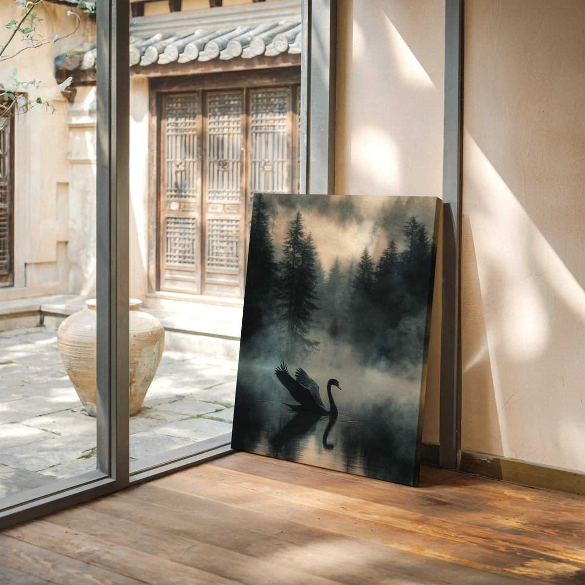 Black Swan in the Forest Mist - Quarter Circle AK Boutique