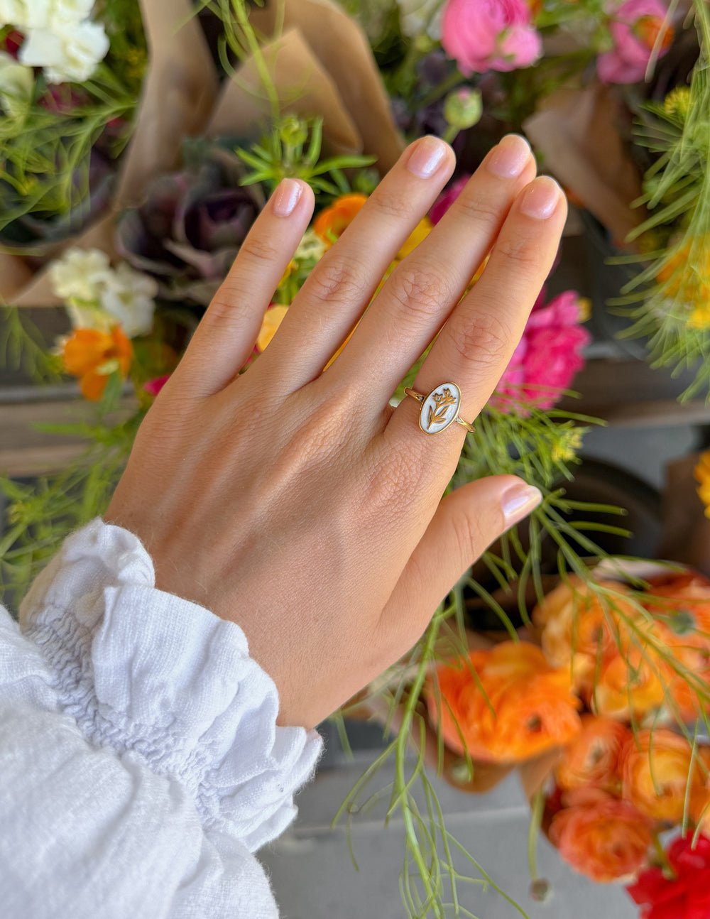 Bloom Again Enamel Ring - Quarter Circle AK Boutique