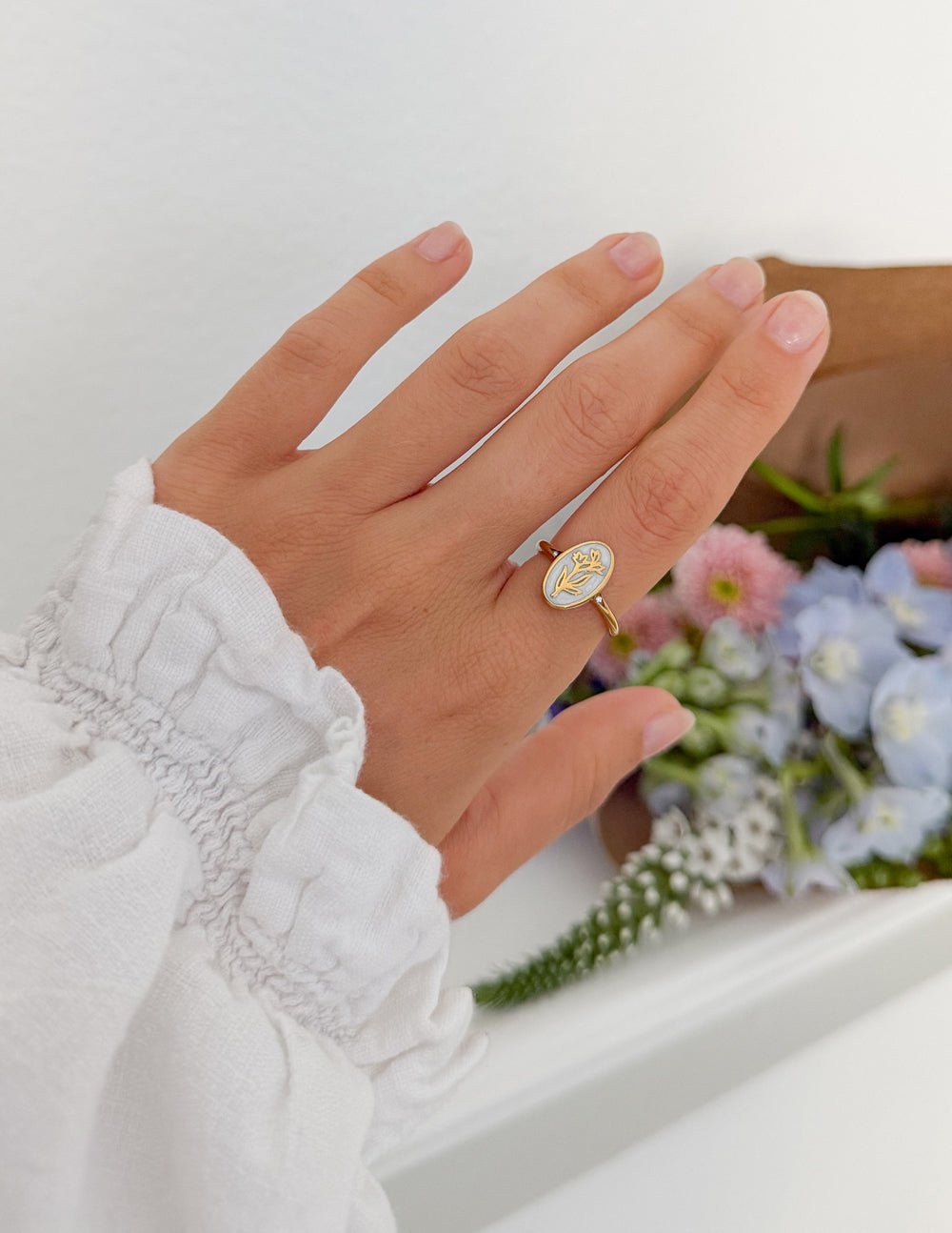 Bloom Again Enamel Ring - Quarter Circle AK Boutique