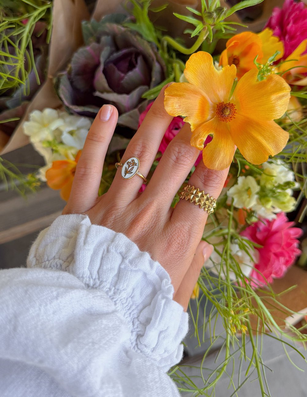 Bloom Again Enamel Ring - Quarter Circle AK Boutique