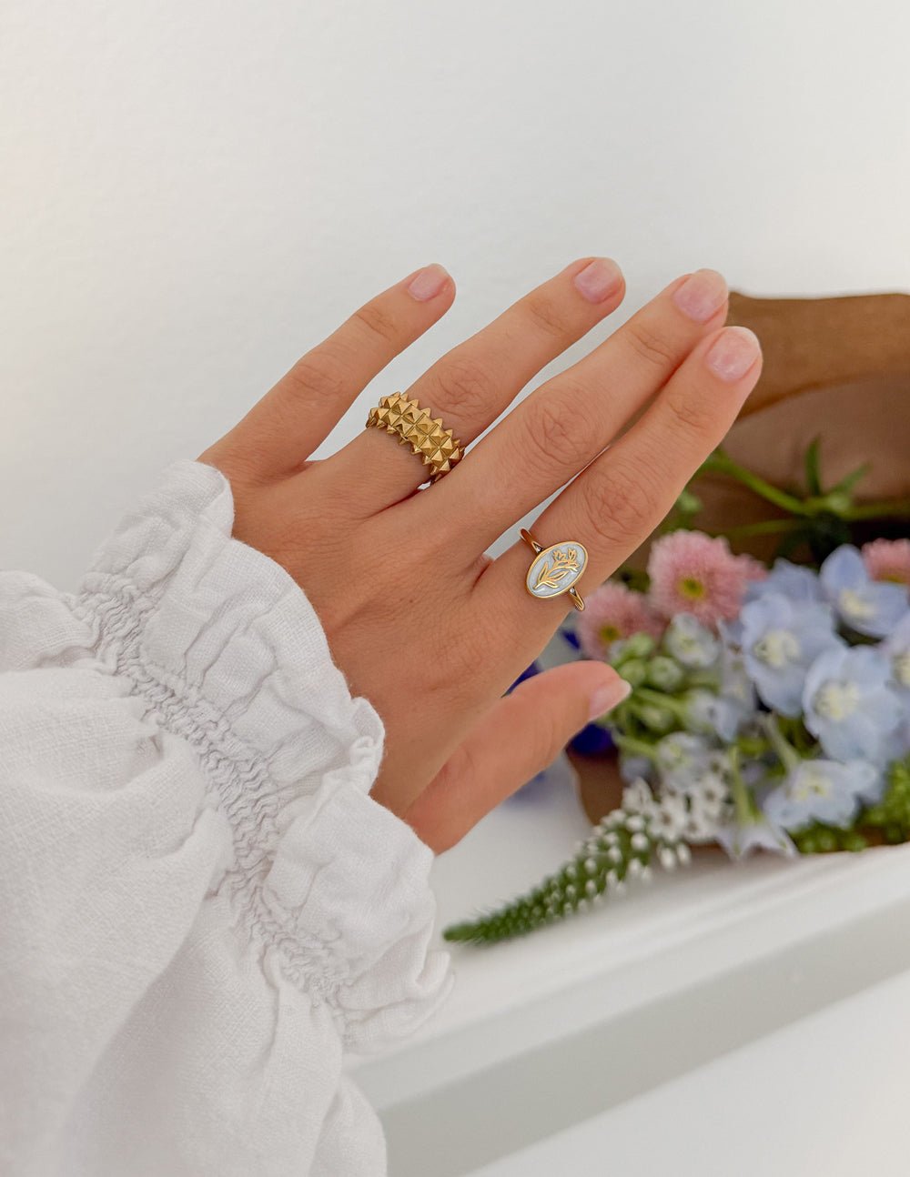 Bloom Again Enamel Ring - Quarter Circle AK Boutique