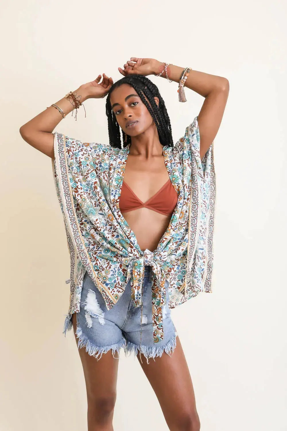 Blossom Tie Front Kimono Wrap