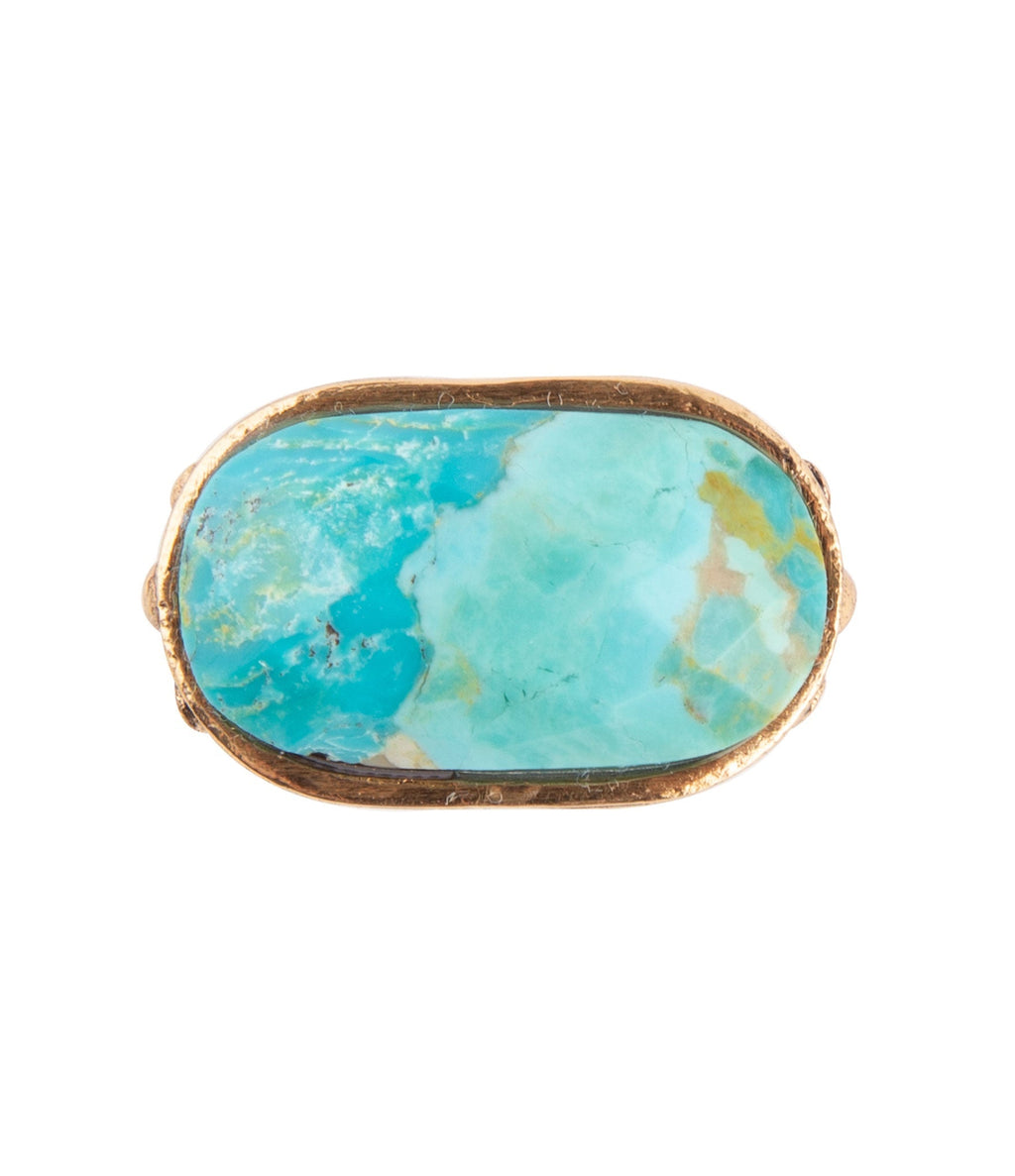 Blue Turquoise Oval Statement Ring
