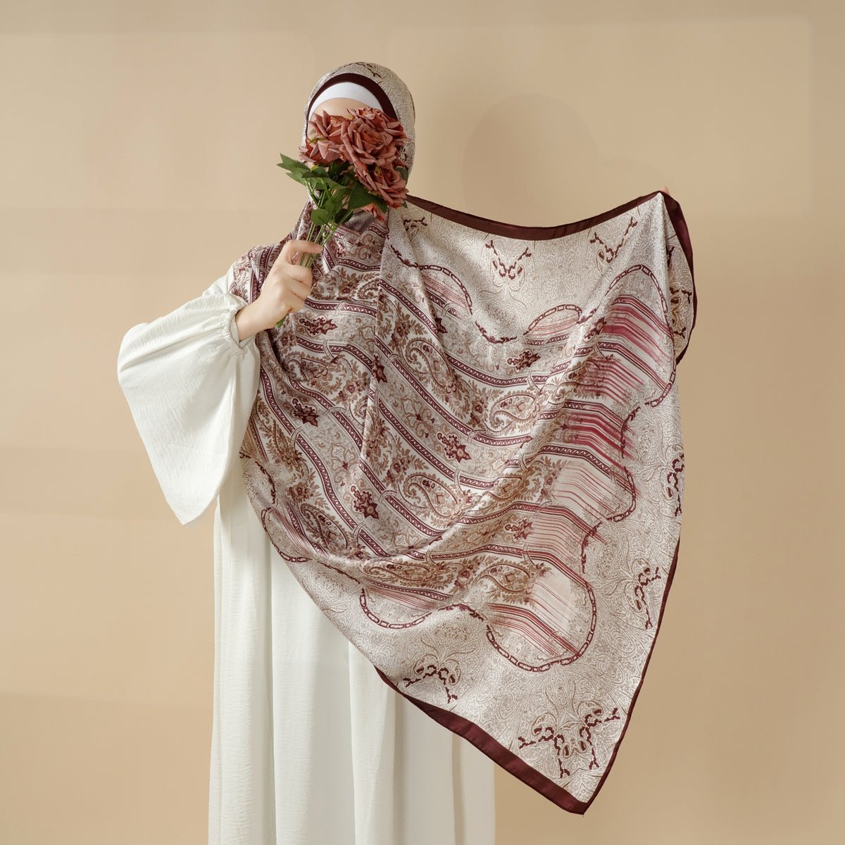 Bohemian Paisley Print Soft Scarf – Lightweight Long Shawl & Modest Hijab (MH106) - Quarter Circle AK Boutique