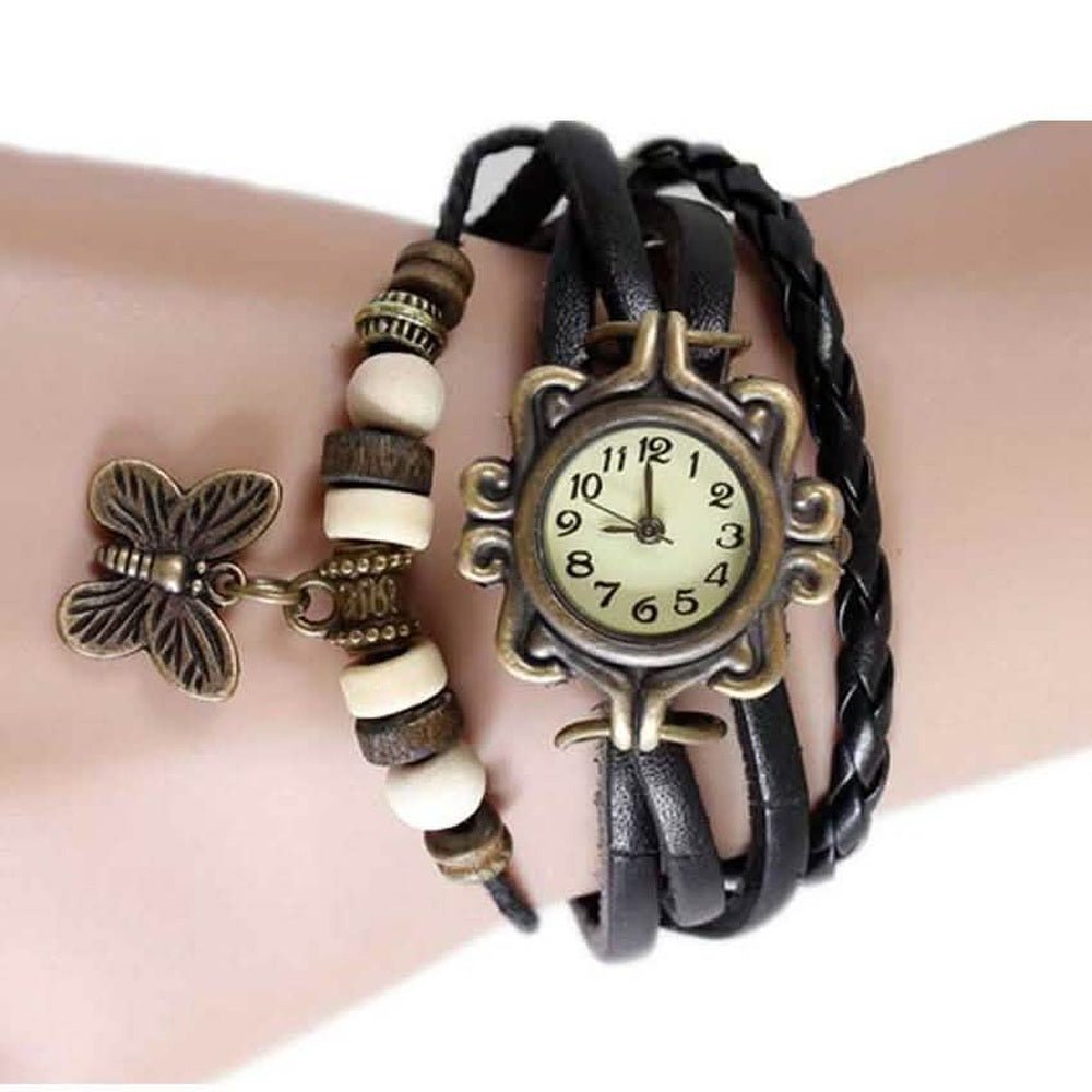 Boho Chic Vintage Inspired Handmade Butterfly Watch - Quarter Circle AK Boutique