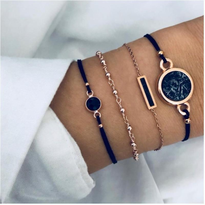 Boho Rose Map Bracelets & Bangles for Women Bohemian Round Charm Bracelet Set Fashion Multilayer Accessories Luxury Jewelry - Quarter Circle AK Boutique