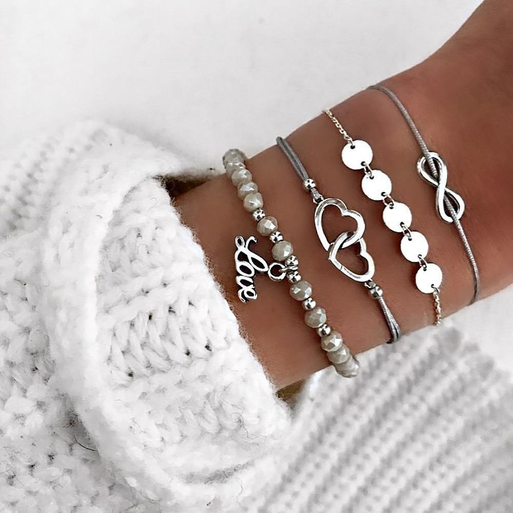 Boho Rose Map Bracelets & Bangles for Women Bohemian Round Charm Bracelet Set Fashion Multilayer Accessories Luxury Jewelry - Quarter Circle AK Boutique