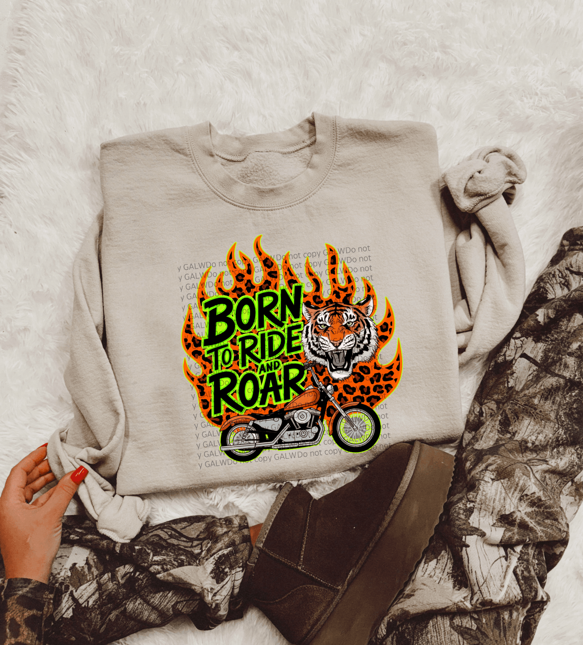 Born to ride and roar tee or sweatshirt - Quarter Circle AK Boutique