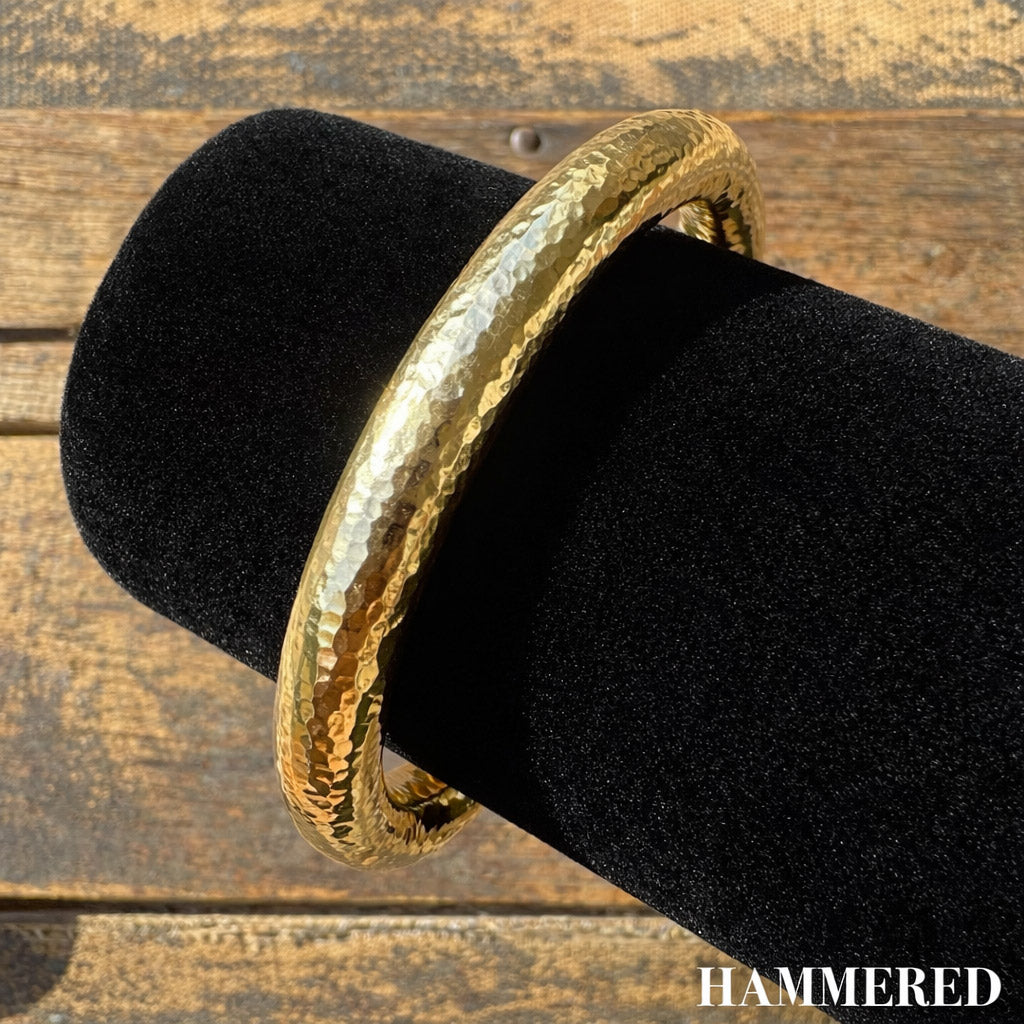 Hammered Style - Gold Cowboy Bull Ring Bangle Bracelet