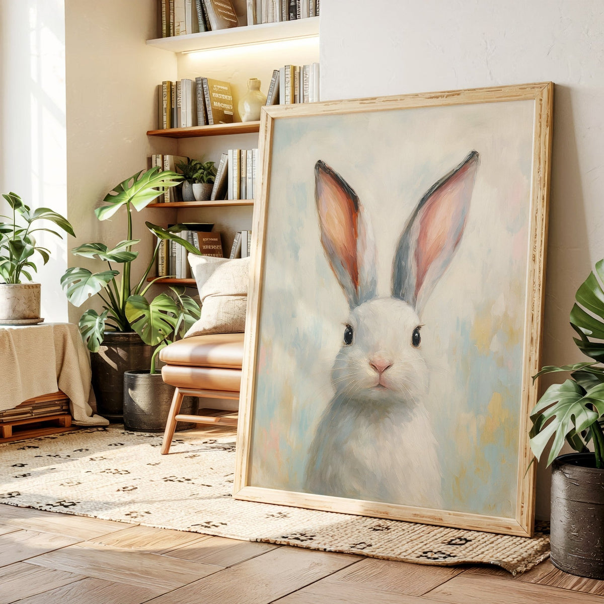 Bright Eyed Bunny in Soft Pastels - Quarter Circle AK Boutique