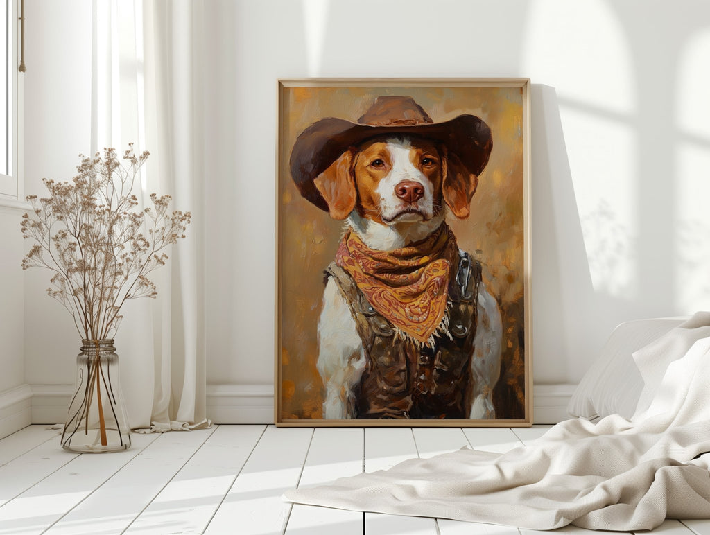 Brittany Spaniel Cowboy in Sunset Bandana - Quarter Circle AK Boutique