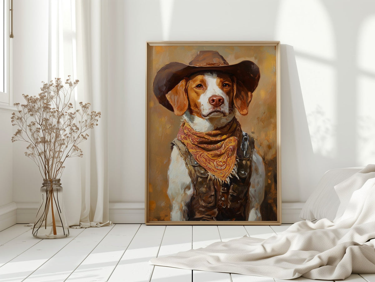 Brittany Spaniel Cowboy in Sunset Bandana - Quarter Circle AK Boutique
