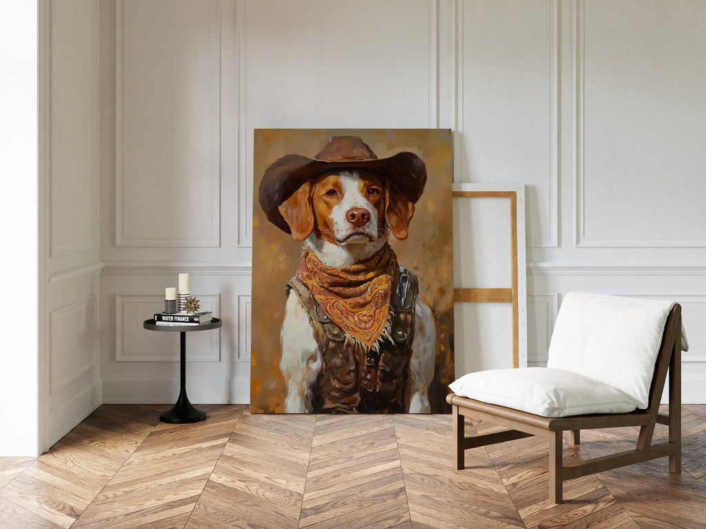Brittany Spaniel Cowboy in Sunset Bandana - Quarter Circle AK Boutique