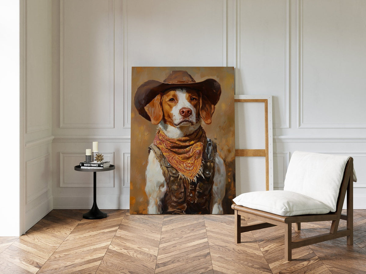Brittany Spaniel Cowboy in Sunset Bandana - Quarter Circle AK Boutique
