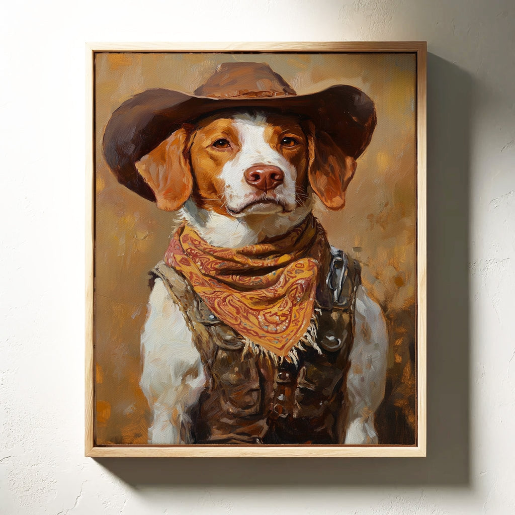 Brittany Spaniel Cowboy in Sunset Bandana - Quarter Circle AK Boutique
