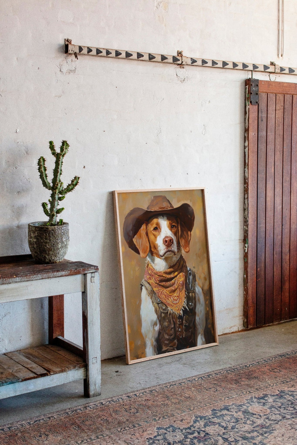 Brittany Spaniel Cowboy in Sunset Bandana - Quarter Circle AK Boutique