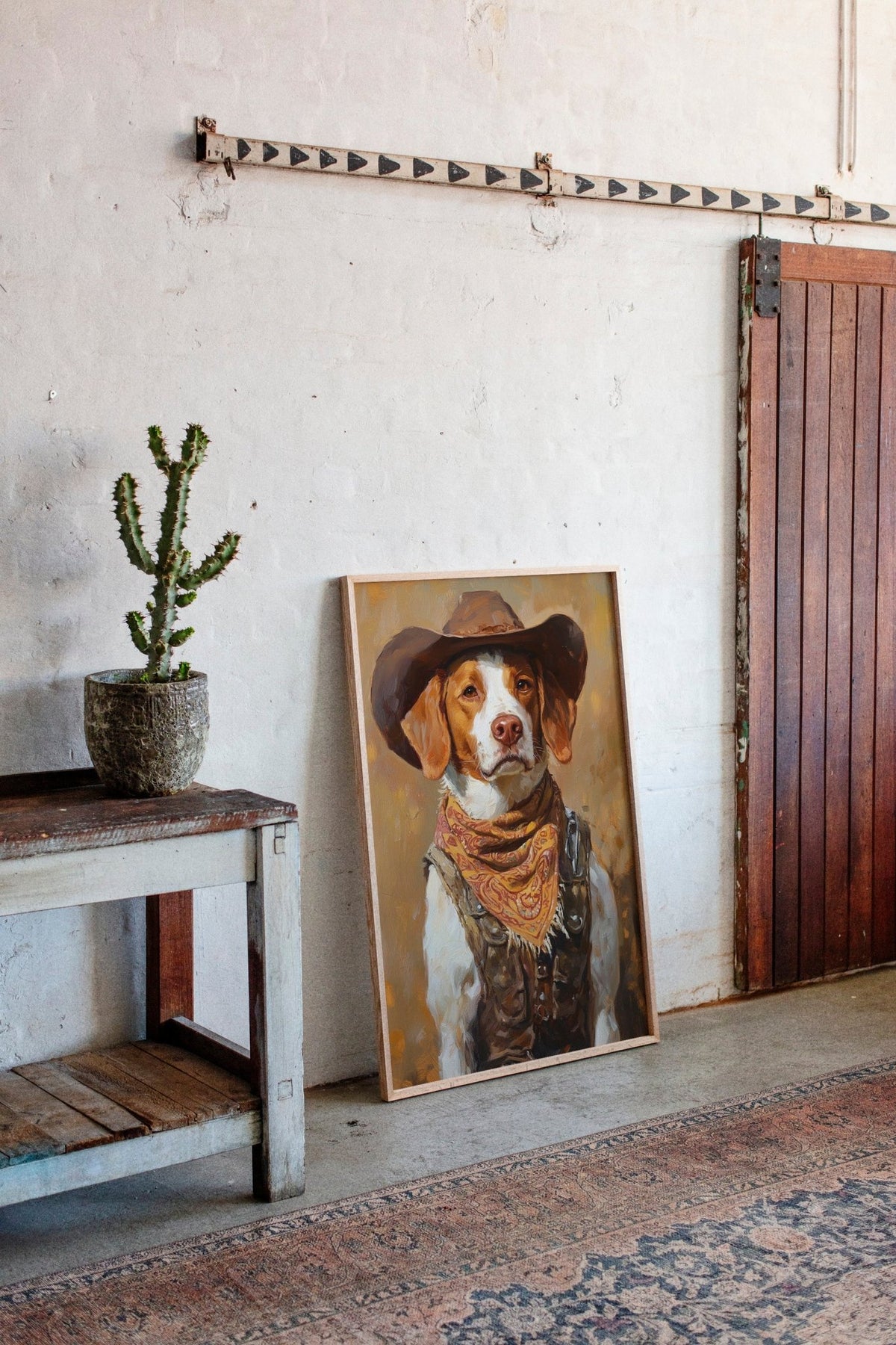 Brittany Spaniel Cowboy in Sunset Bandana - Quarter Circle AK Boutique