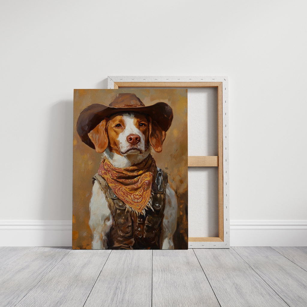 Brittany Spaniel Cowboy in Sunset Bandana - Quarter Circle AK Boutique