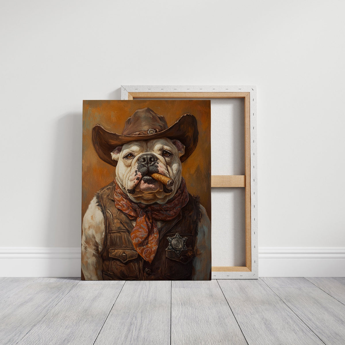 Bulldog Sheriff with a Cigar and Scowl - Quarter Circle AK Boutique