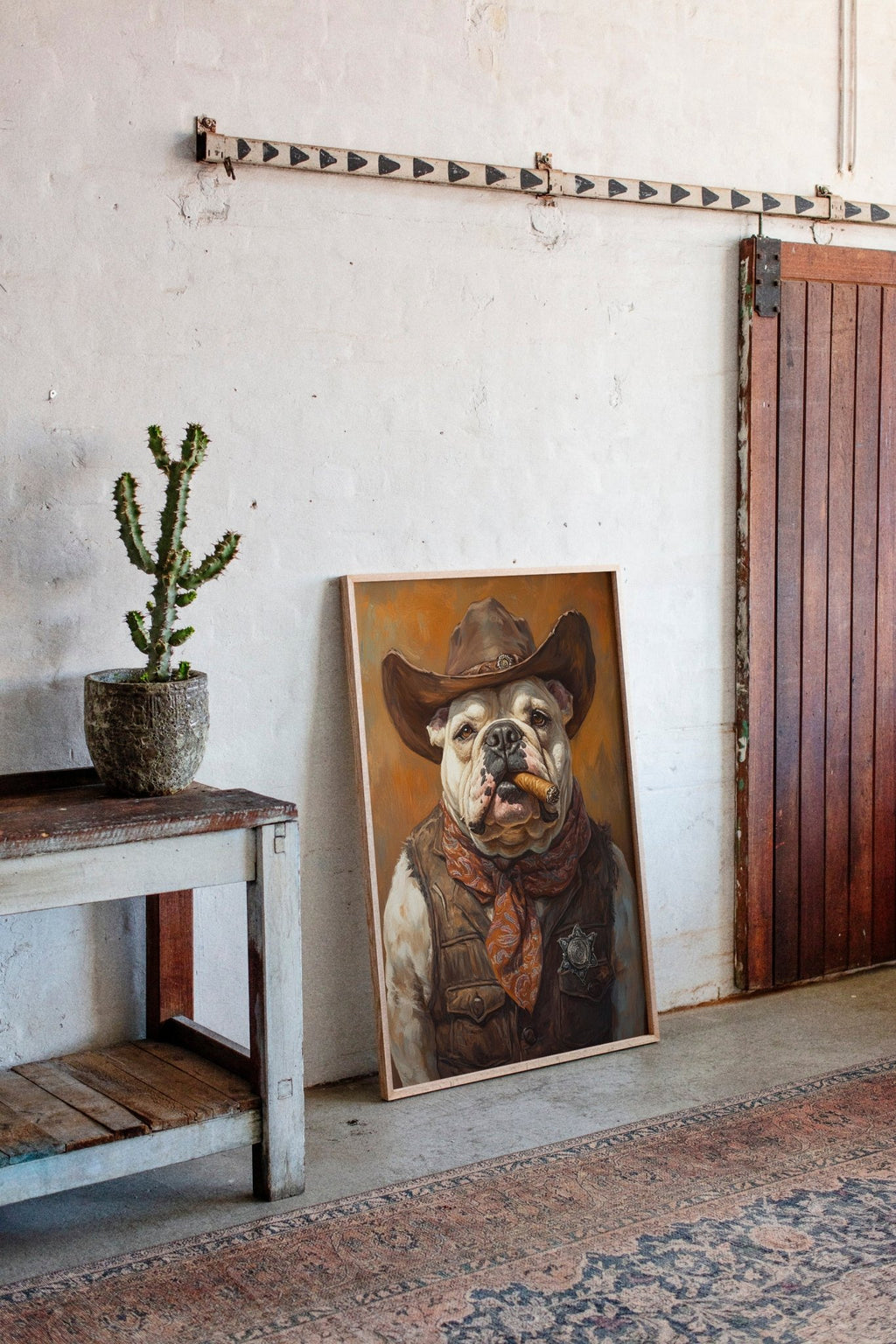 Bulldog Sheriff with a Cigar and Scowl - Quarter Circle AK Boutique