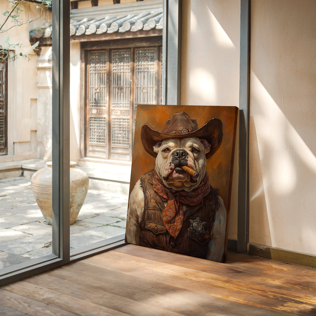 Bulldog Sheriff with a Cigar and Scowl - Quarter Circle AK Boutique