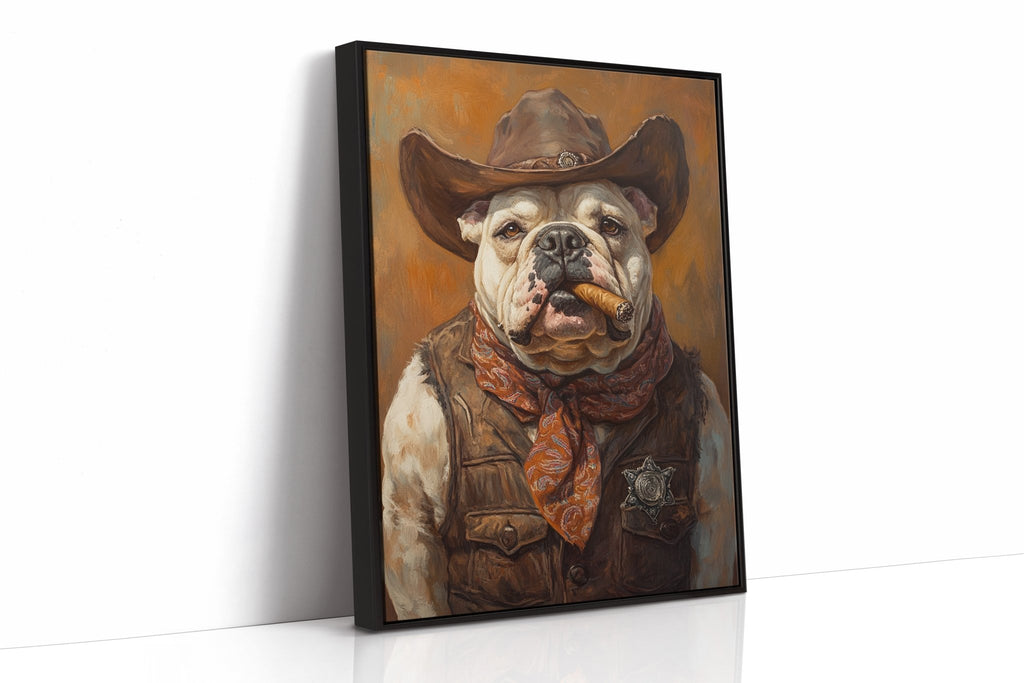 Bulldog Sheriff with a Cigar and Scowl - Quarter Circle AK Boutique