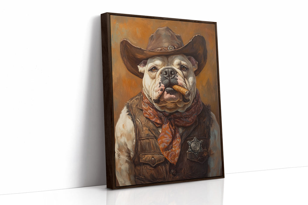 Bulldog Sheriff with a Cigar and Scowl - Quarter Circle AK Boutique