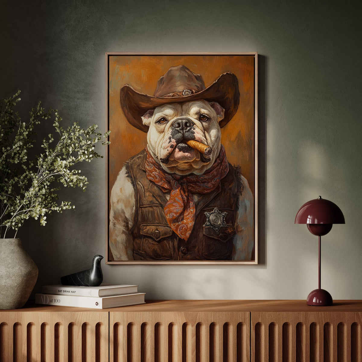 Bulldog Sheriff with a Cigar and Scowl - Quarter Circle AK Boutique