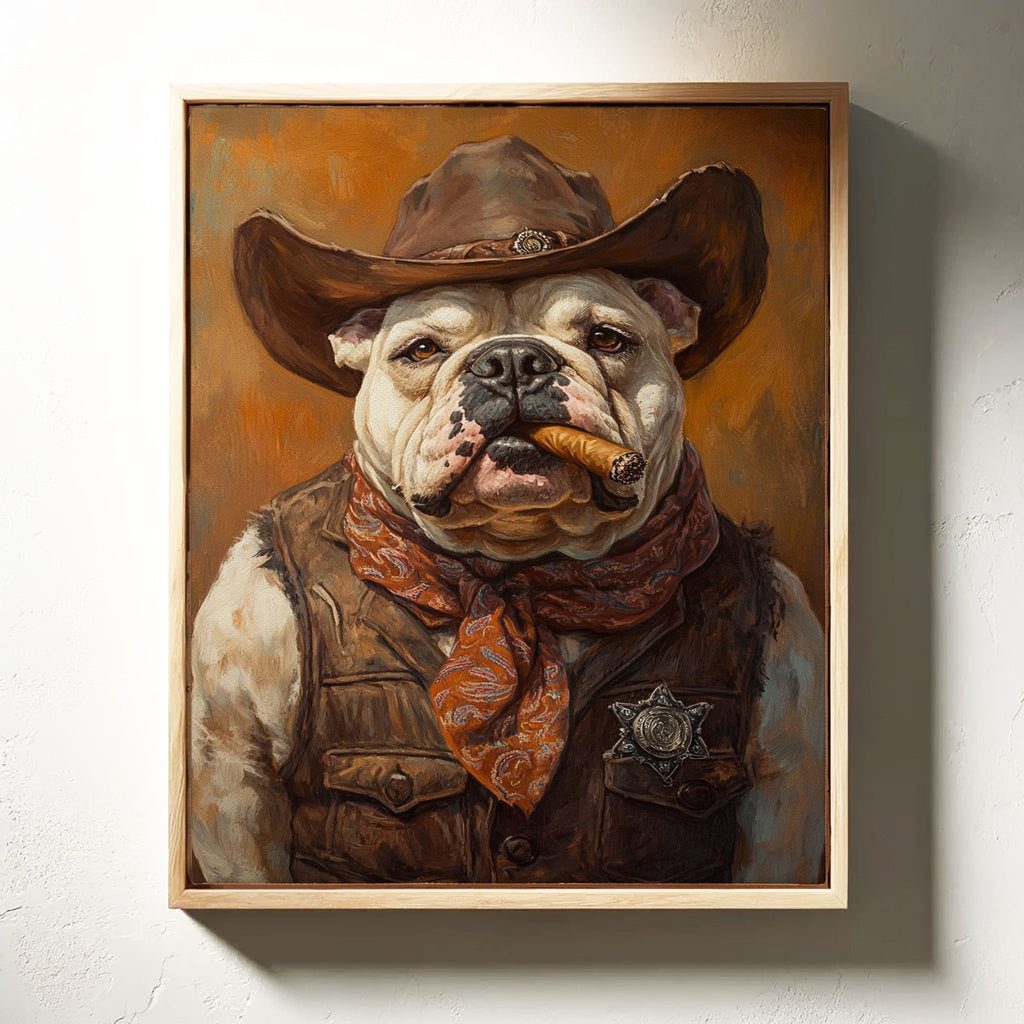 Bulldog Sheriff with a Cigar and Scowl - Quarter Circle AK Boutique