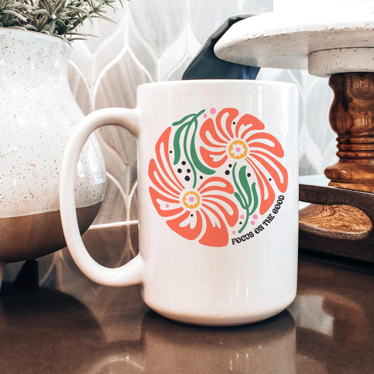 Floral Ceramic Mug – Inspirational Coffee Cup with Motivational Flower Pattern