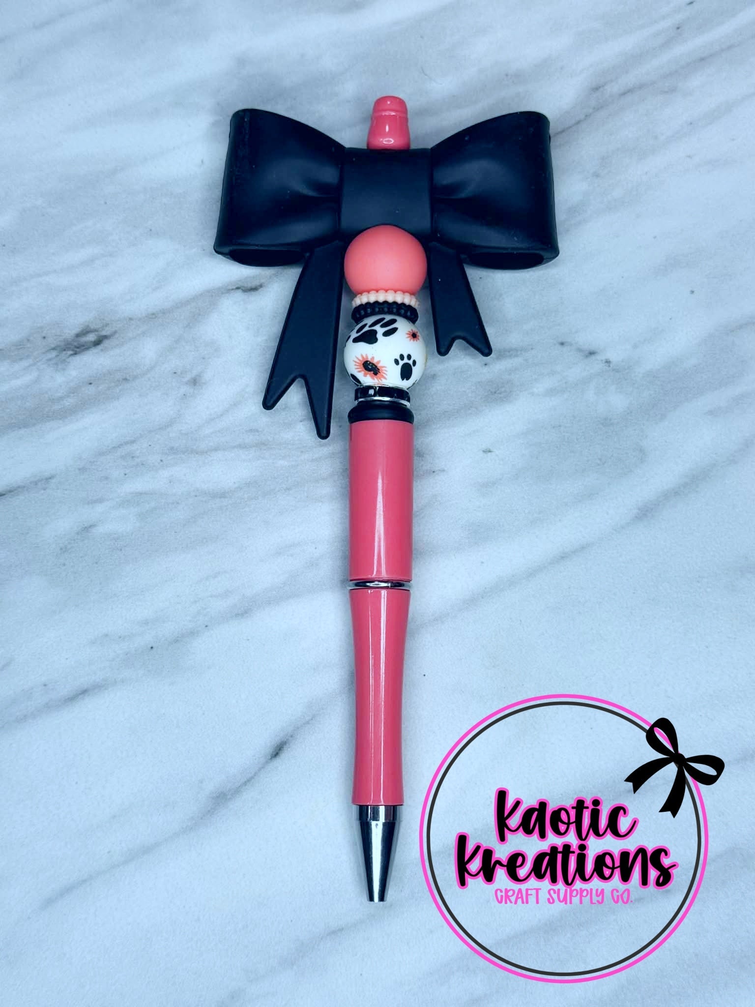 (SHOP DESTASH) PRE-MADE BEADED PEN - JUMBO BOW BP2 (1ct)