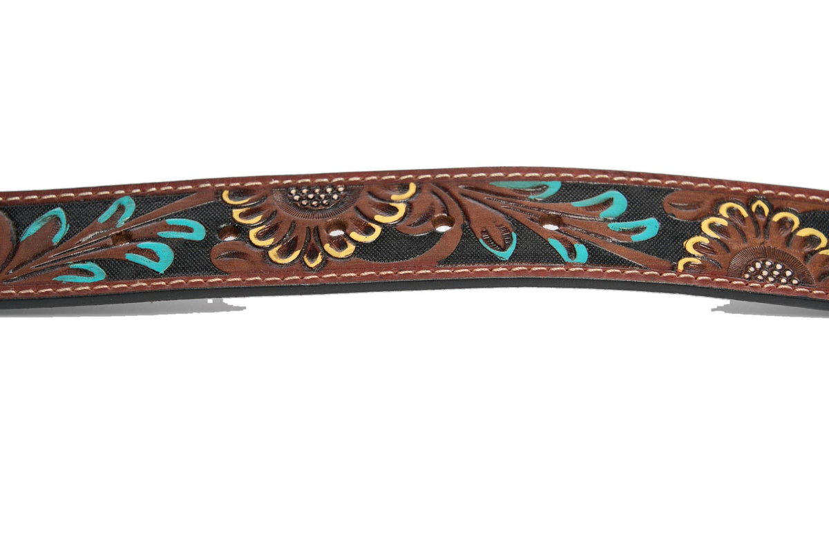 Turquoise and Sunflowers Belt- Branding Iron Western Wear