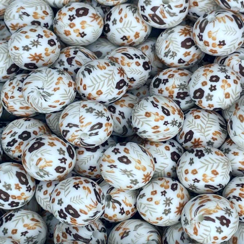 P697 BROWN FLORAL 15MM PRINT (10ct)