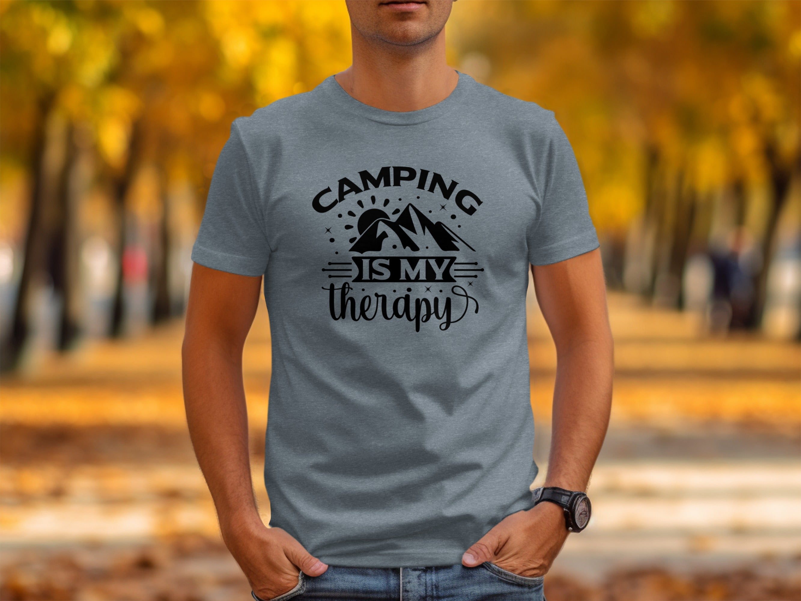 Camping Is My Therapy Outdoorsy Adventure Quote T-Shirt