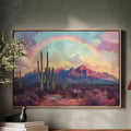 Cactus Rainbow Desert Print – Boho Southwest Canvas Art - Quarter Circle AK Boutique