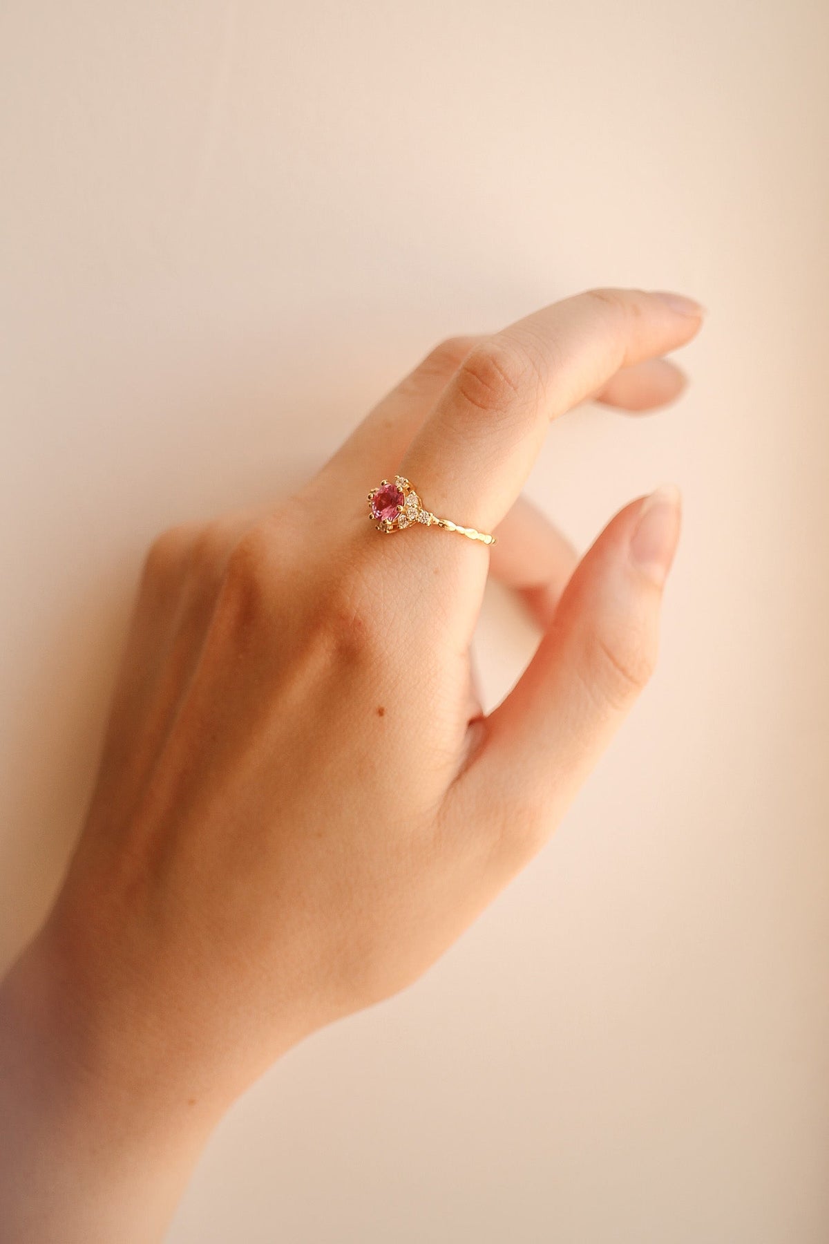 Calliope Ring in Pink Sapphire - Quarter Circle AK Boutique