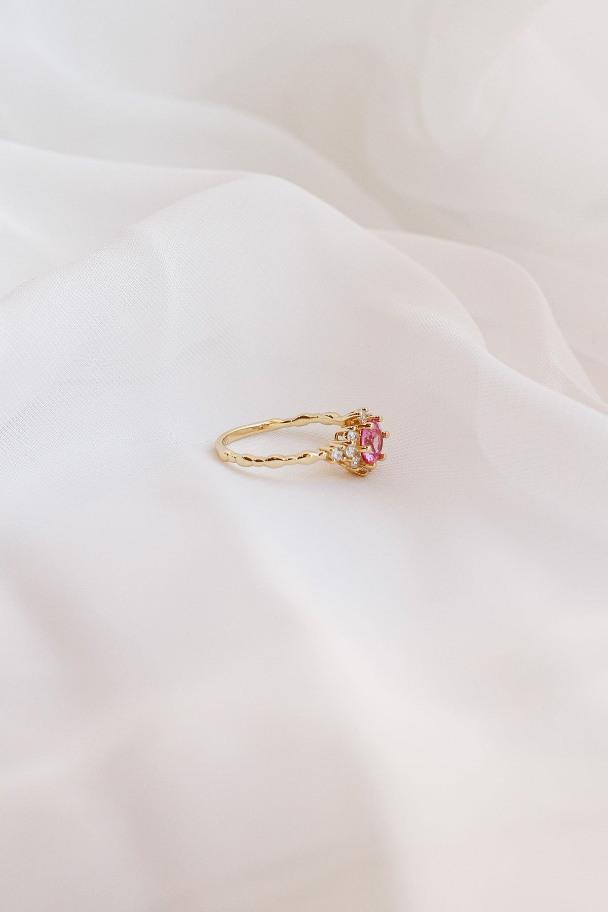 Calliope Ring in Pink Sapphire - Quarter Circle AK Boutique