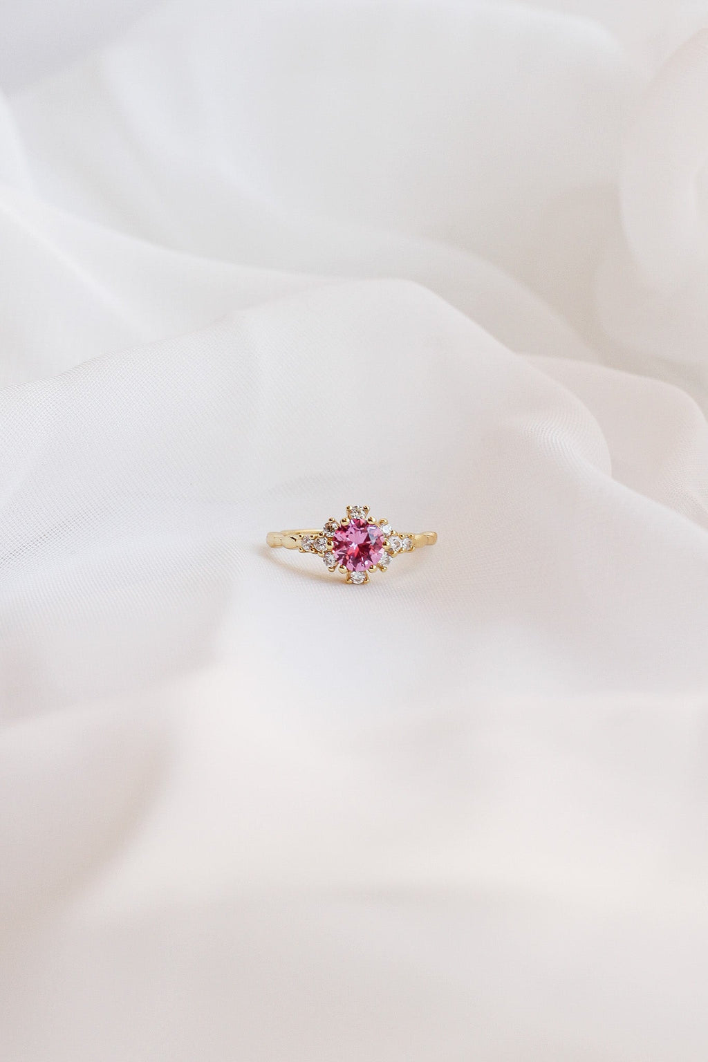 Calliope Ring in Pink Sapphire - Quarter Circle AK Boutique