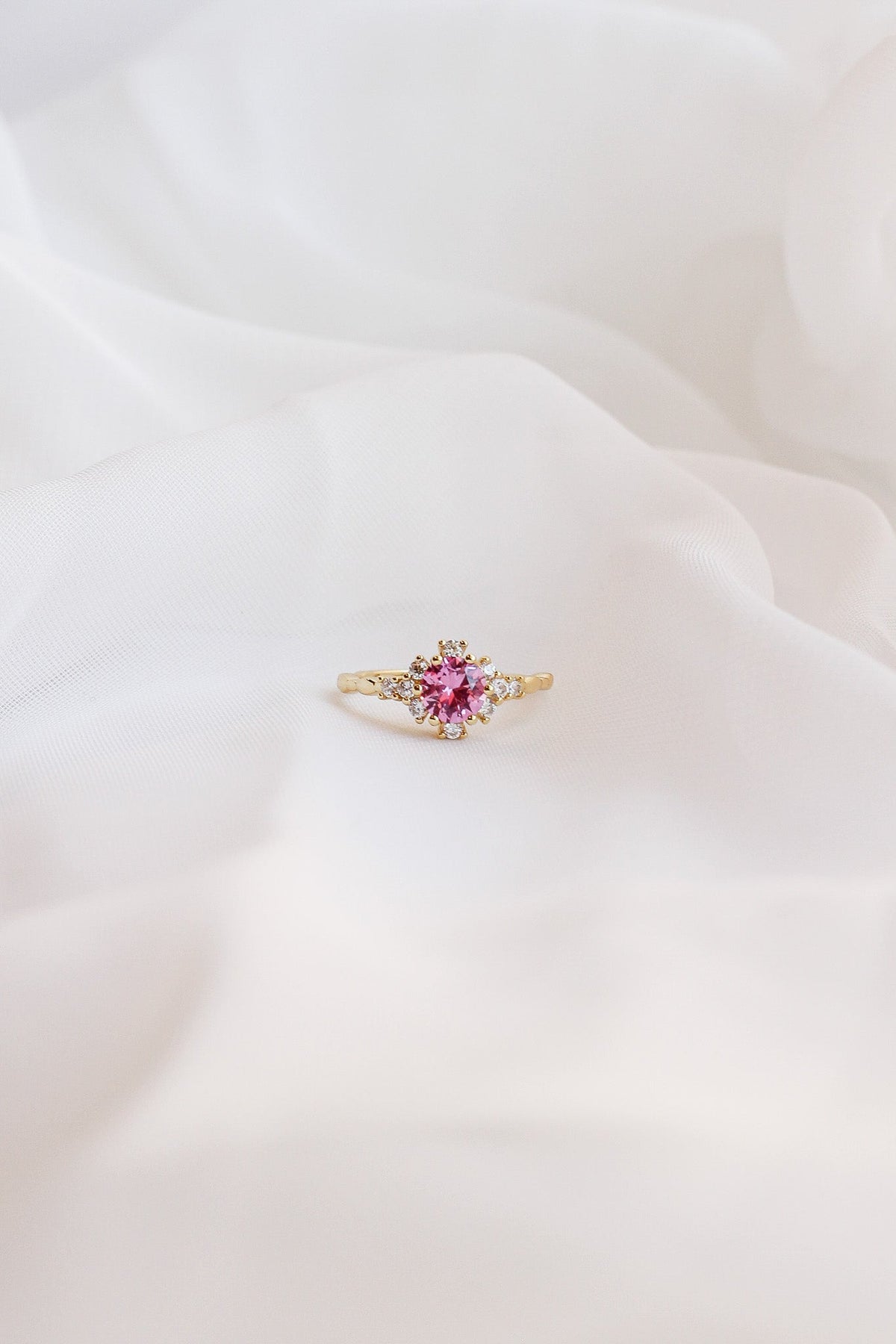 Calliope Ring in Pink Sapphire - Quarter Circle AK Boutique