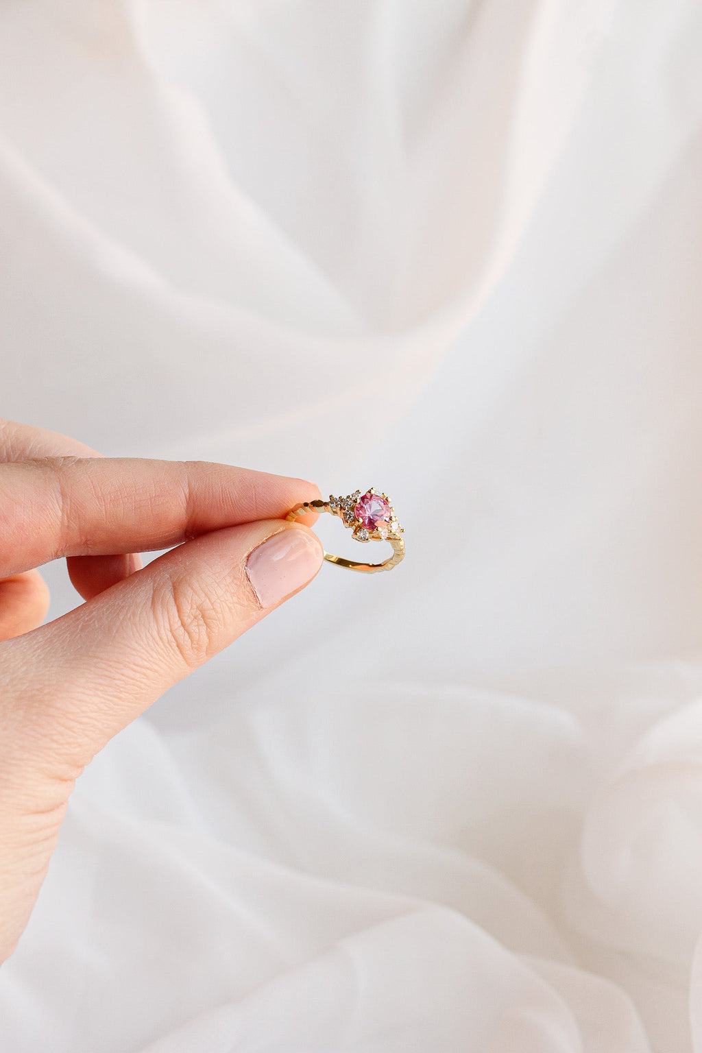 Calliope Ring in Pink Sapphire - Quarter Circle AK Boutique