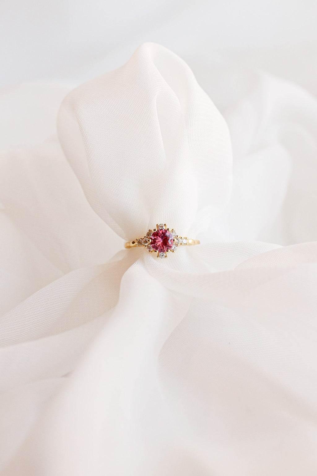 Calliope Ring in Pink Sapphire - Quarter Circle AK Boutique