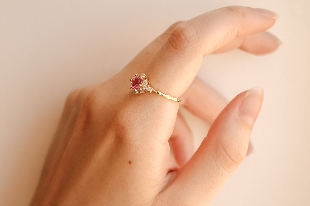 Calliope Ring in Pink Sapphire - Quarter Circle AK Boutique